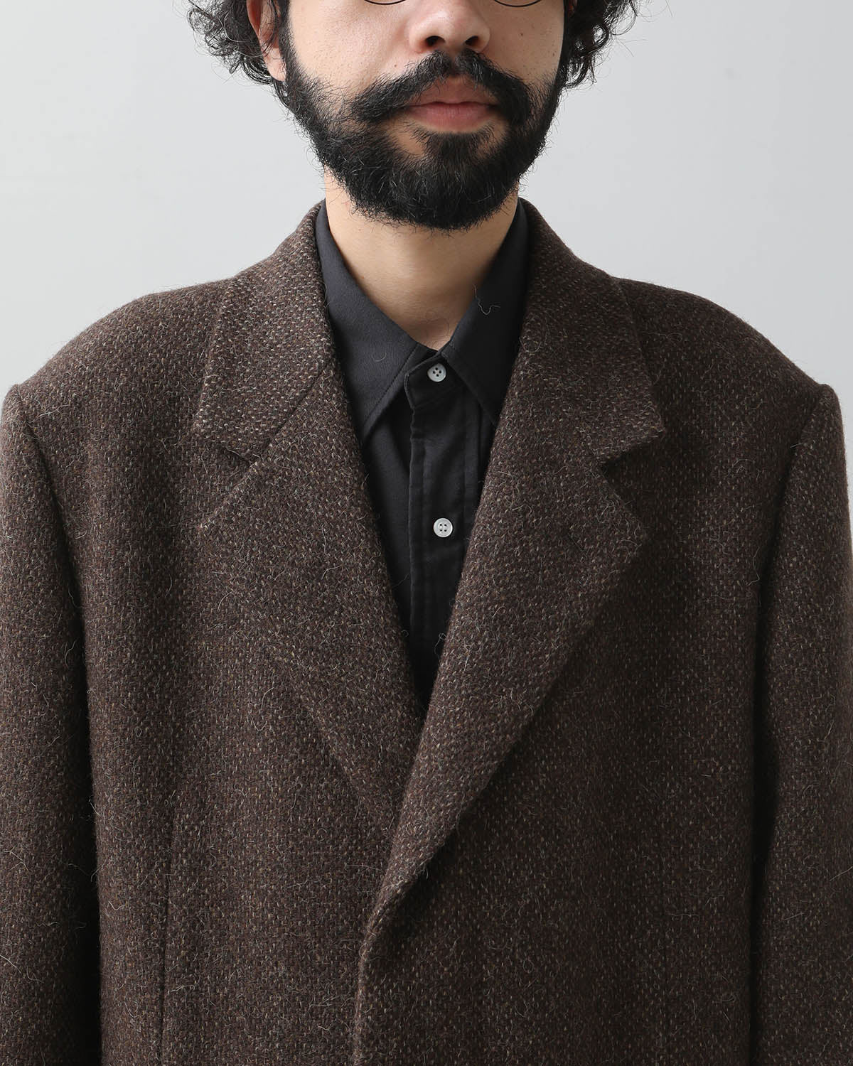 LAMA SHETLAND WOOL TWEED CHESTERFIELD COAT