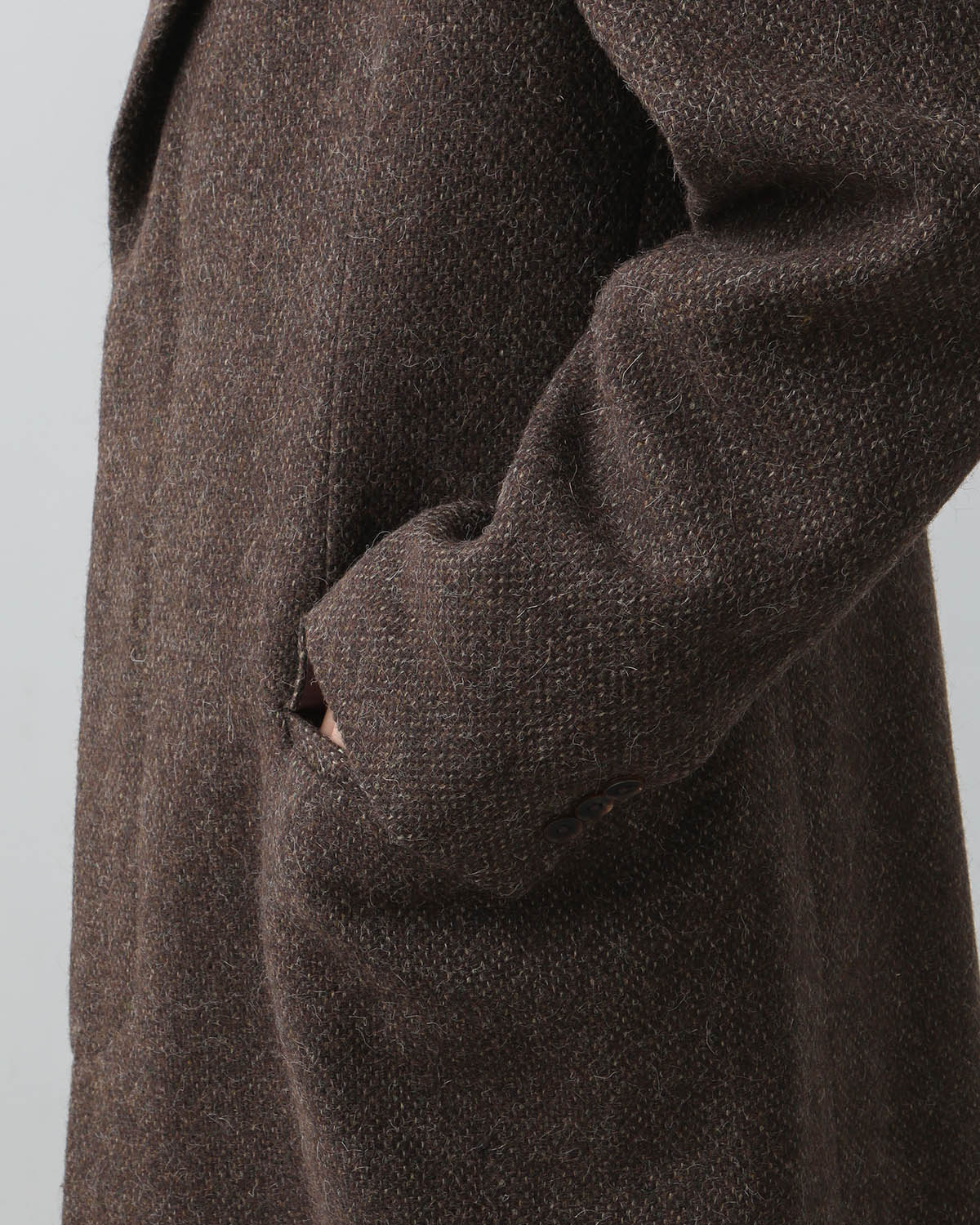 LAMA SHETLAND WOOL TWEED CHESTERFIELD COAT