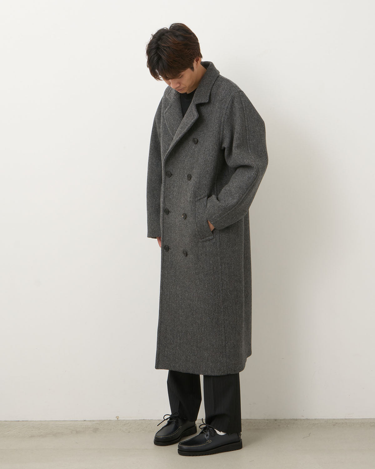 SHETLAND WOOL DOUBLE CLOTH COAT