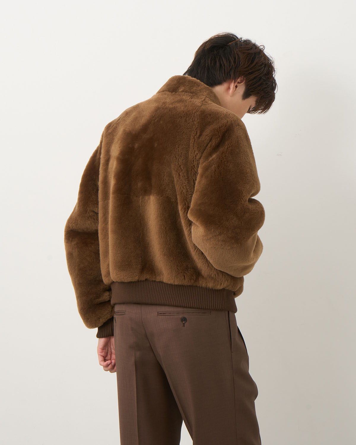 STRAIGHT MERINO MOUTON FUR ZIP BLOUSON