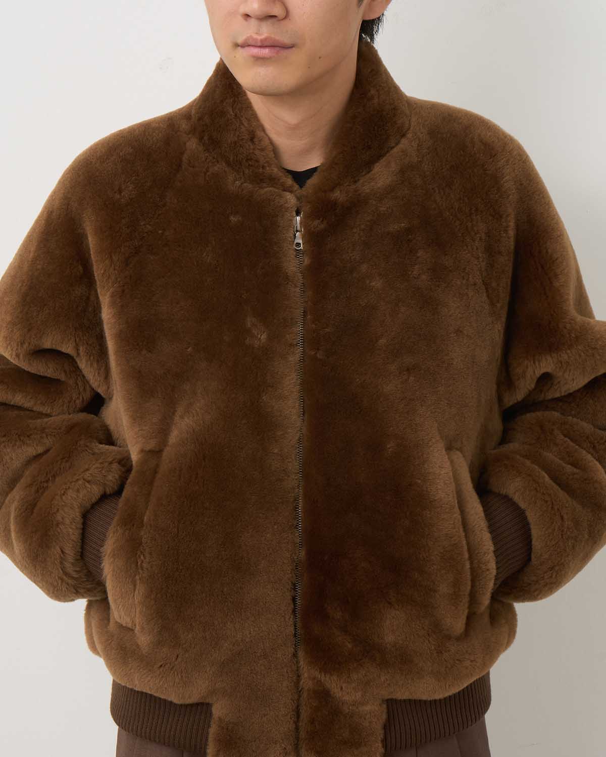 STRAIGHT MERINO MOUTON FUR ZIP BLOUSON