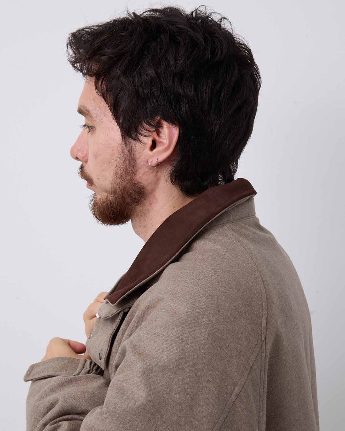 WOOL FULLING FLANNEL PADDED OVER BLOUSON