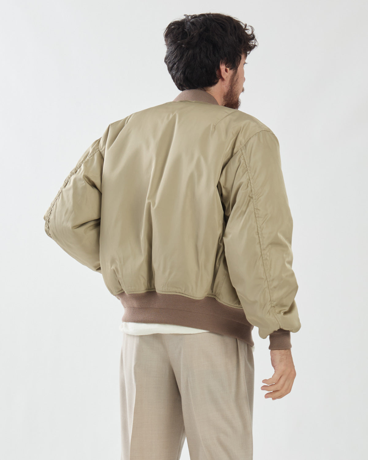SILK TWILL FLIGHT BLOUSON / MERINO MOUTON LINING
