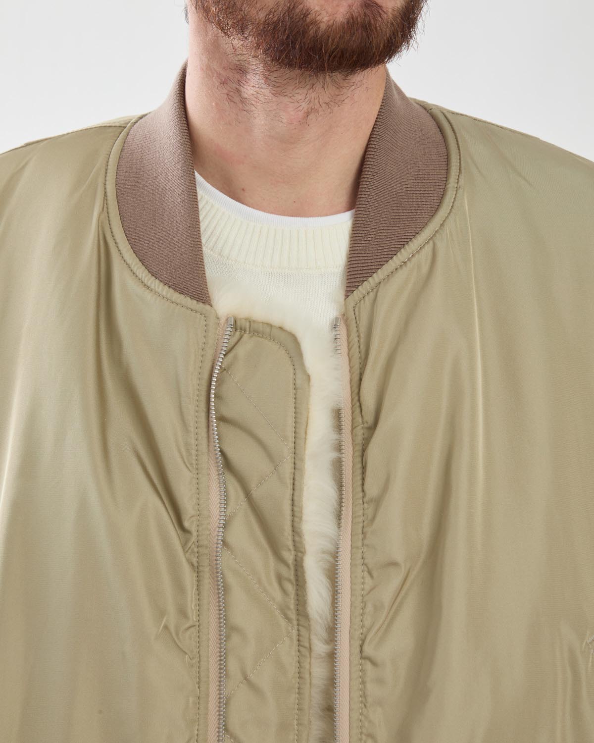 SILK TWILL FLIGHT BLOUSON / MERINO MOUTON LINING