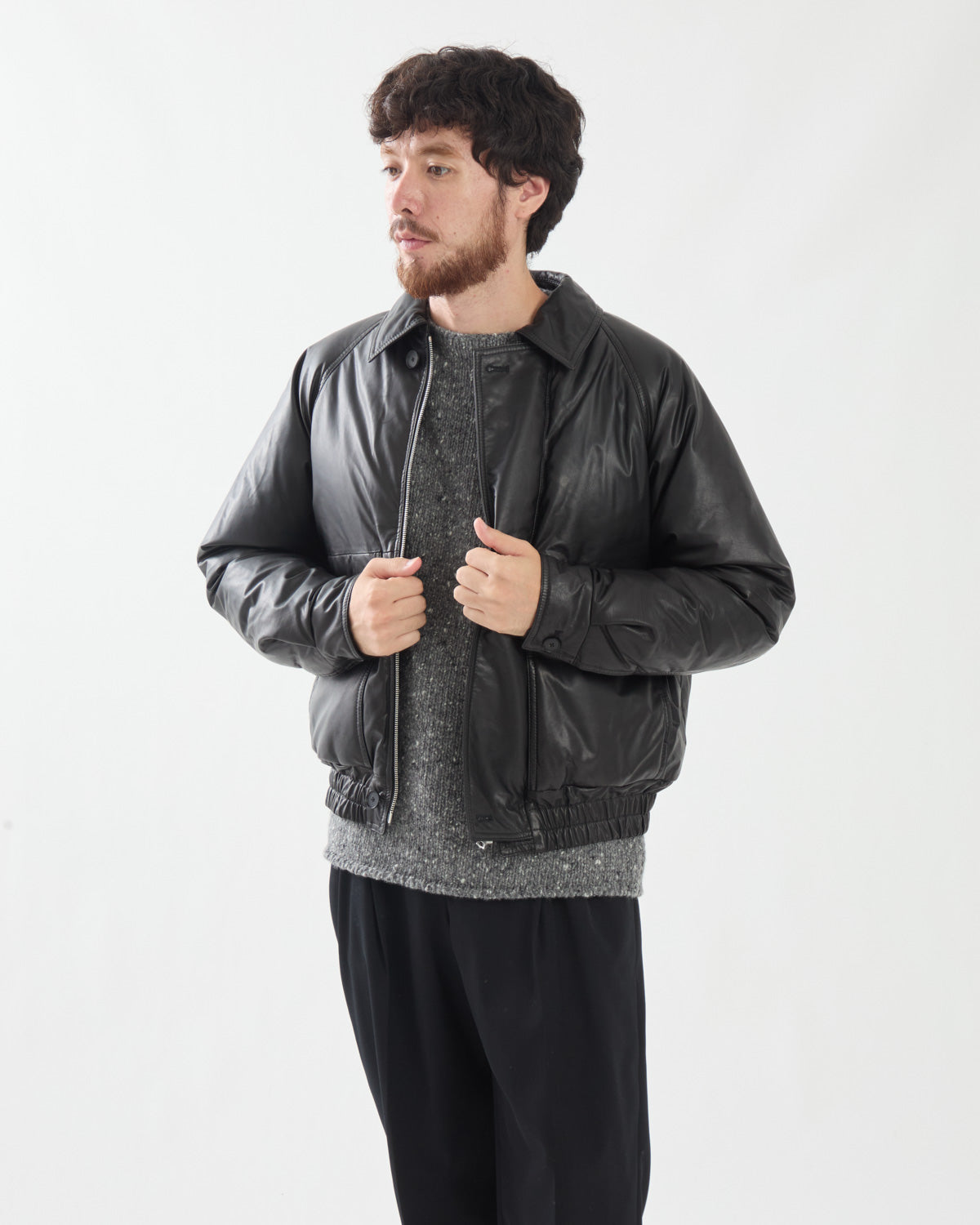 FINE CALF LEATHER DOWN BLOUSON