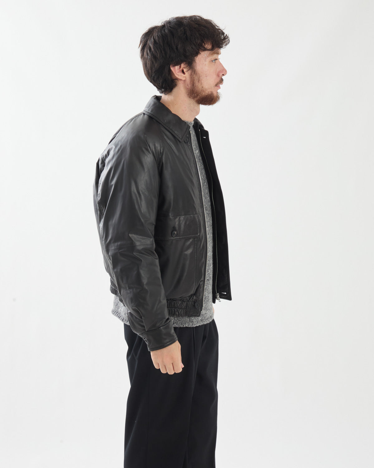 FINE CALF LEATHER DOWN BLOUSON
