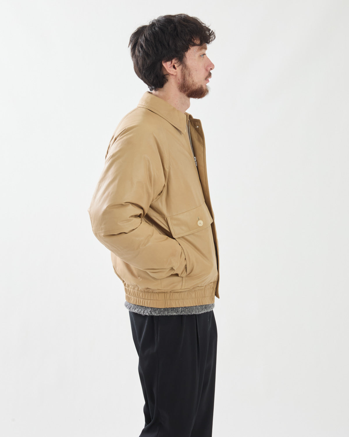 FINE CALF LEATHER DOWN BLOUSON