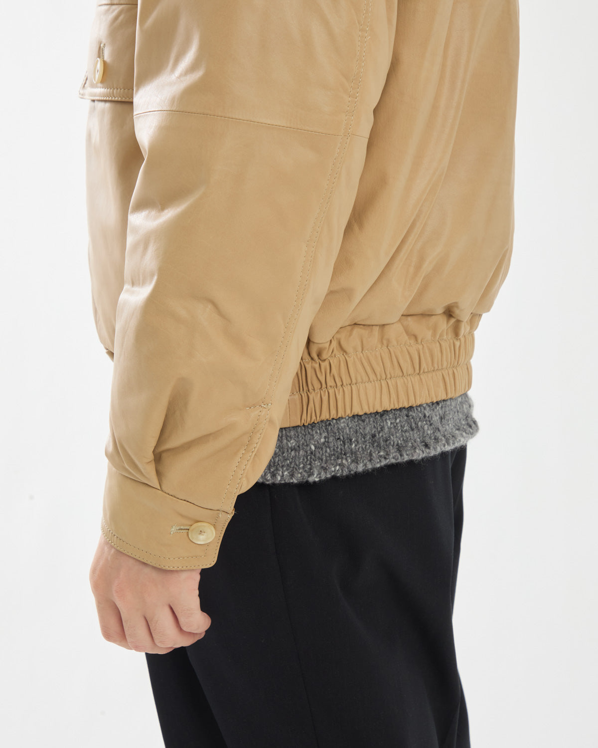 FINE CALF LEATHER DOWN BLOUSON