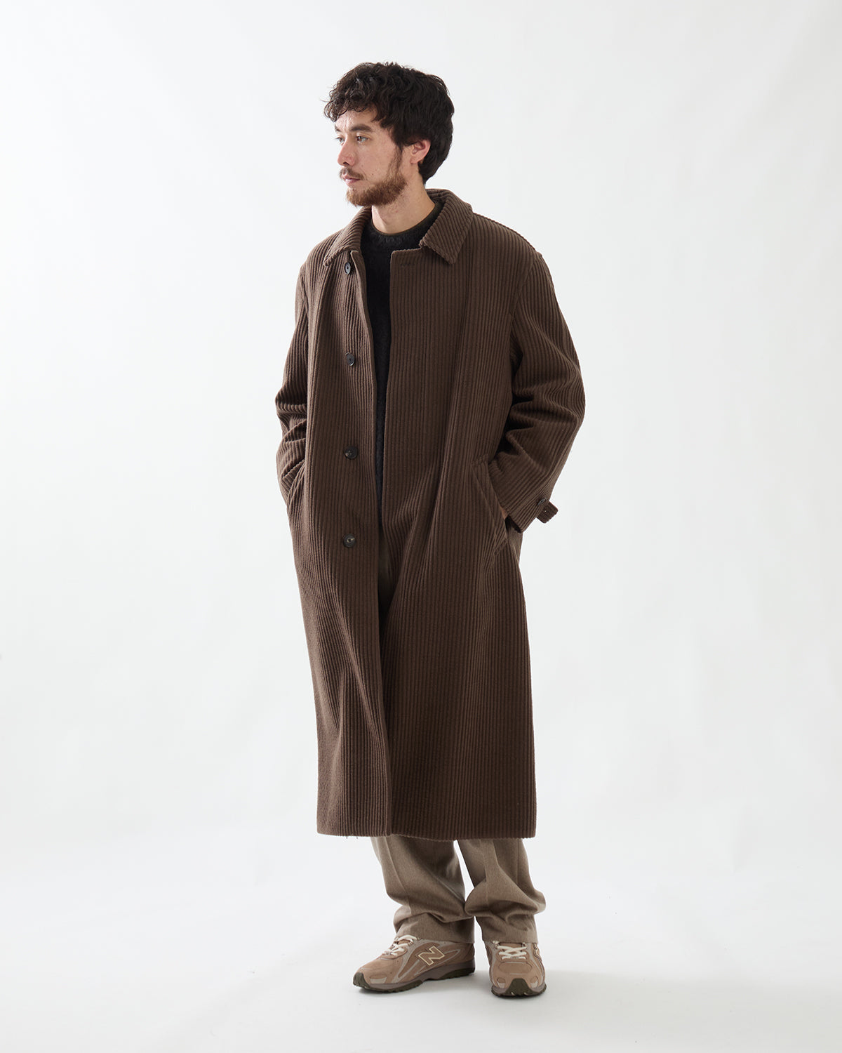 WOOL CASHMERE CORDUROY SOUTIEN COLLAR COAT