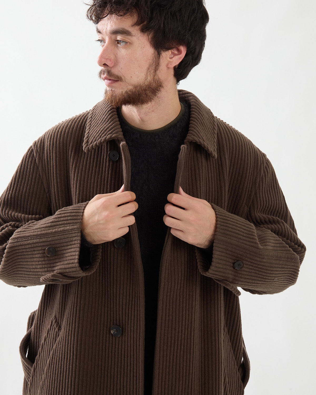 WOOL CASHMERE CORDUROY SOUTIEN COLLAR COAT