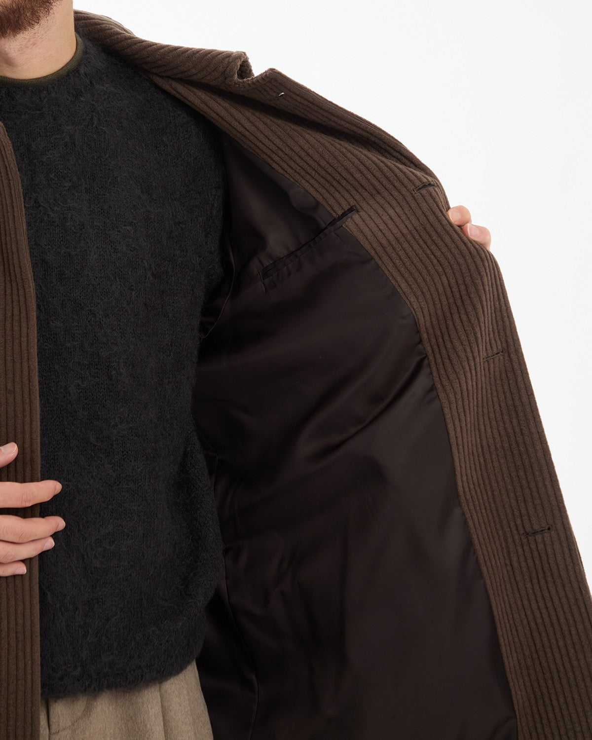 WOOL CASHMERE CORDUROY SOUTIEN COLLAR COAT