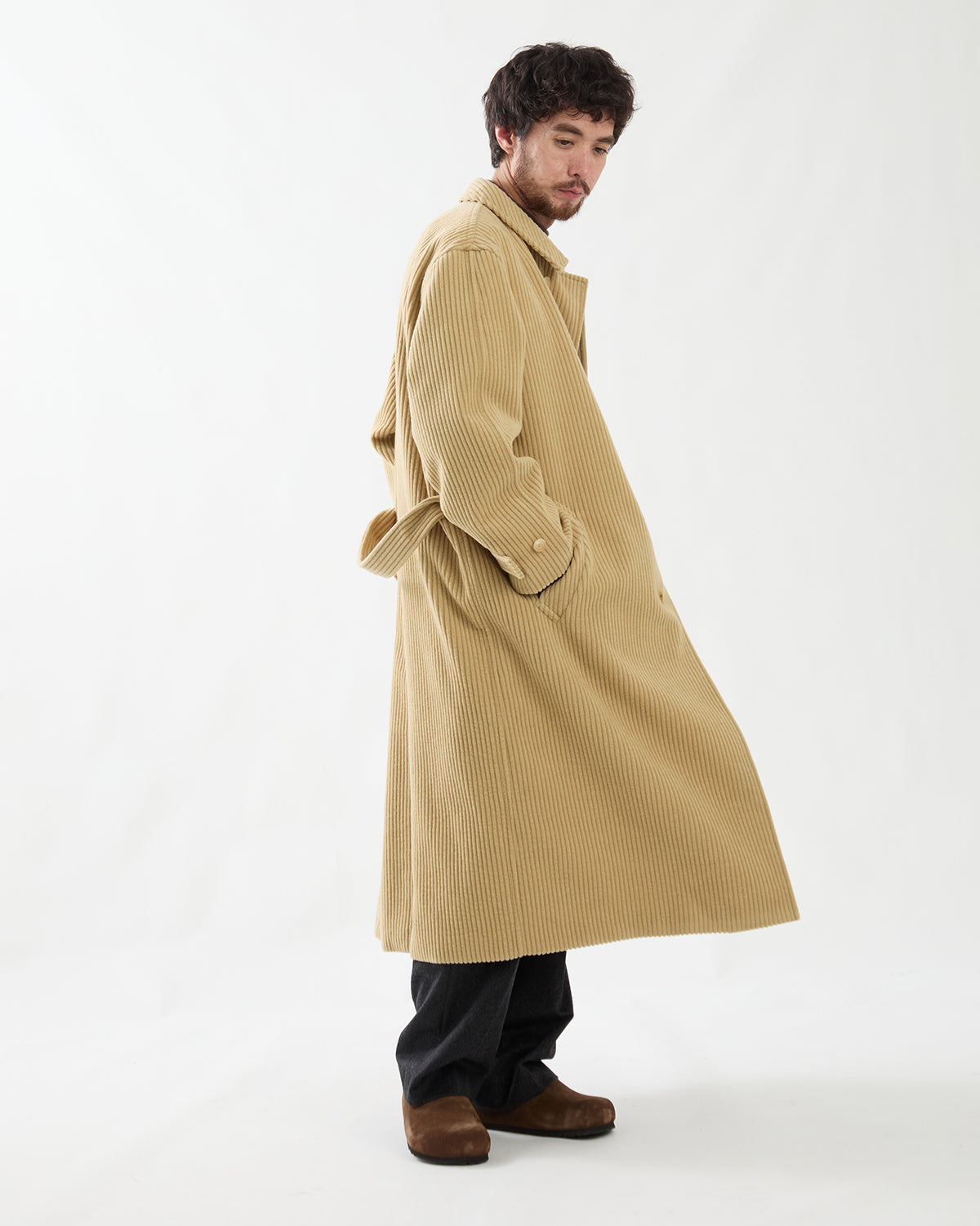 WOOL CASHMERE CORDUROY SOUTIEN COLLAR COAT