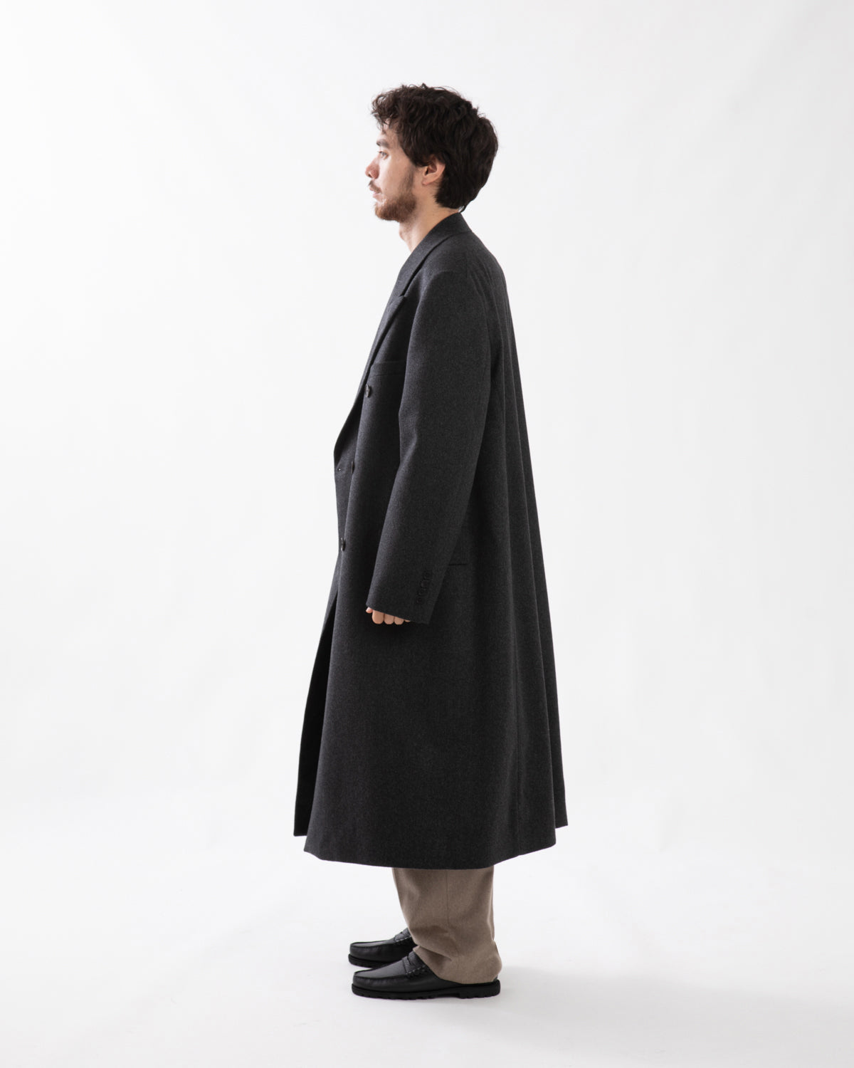 CASHMERE MOLESKIN DOUBLE-BREASTED COAT
