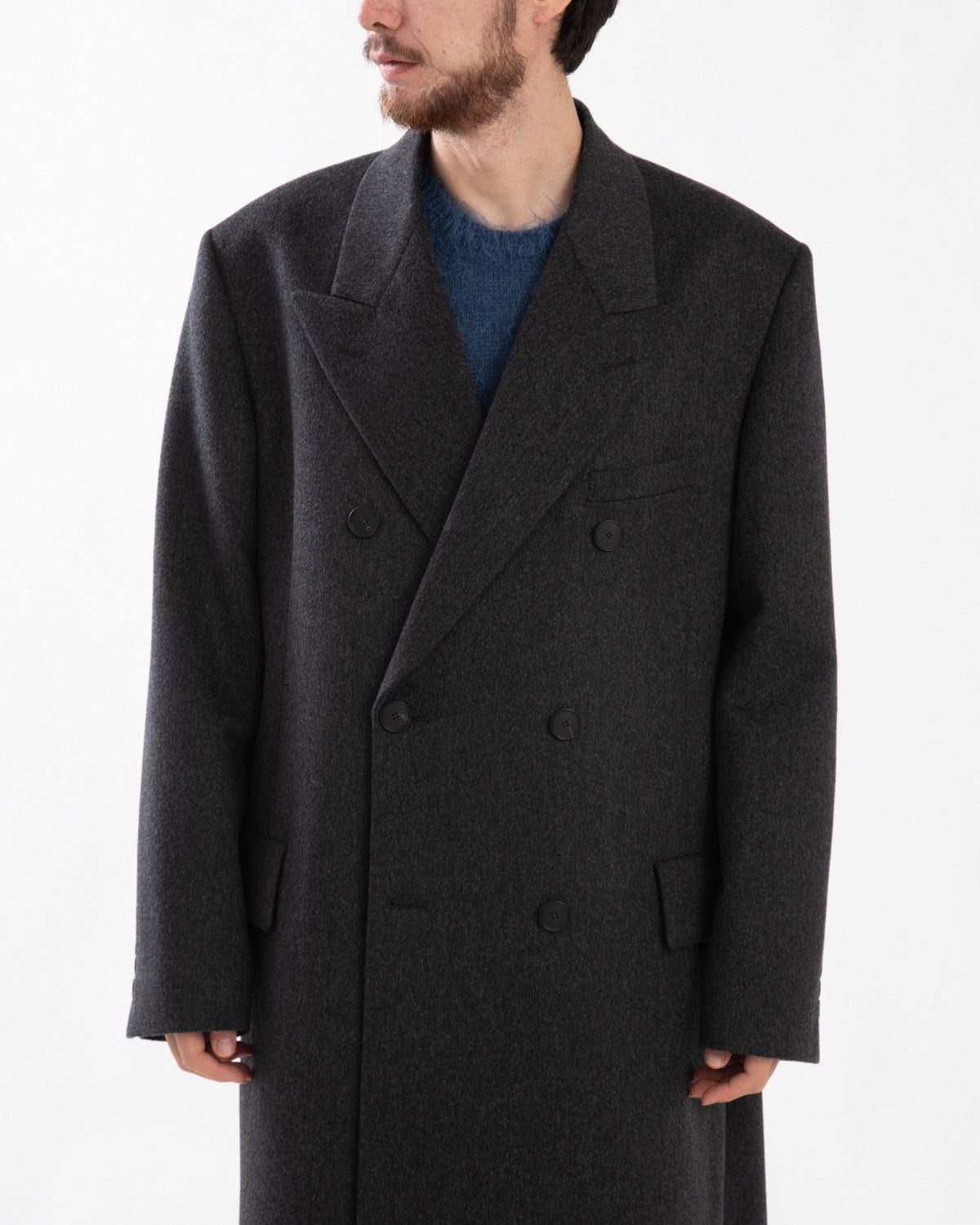 CASHMERE MOLESKIN DOUBLE-BREASTED COAT