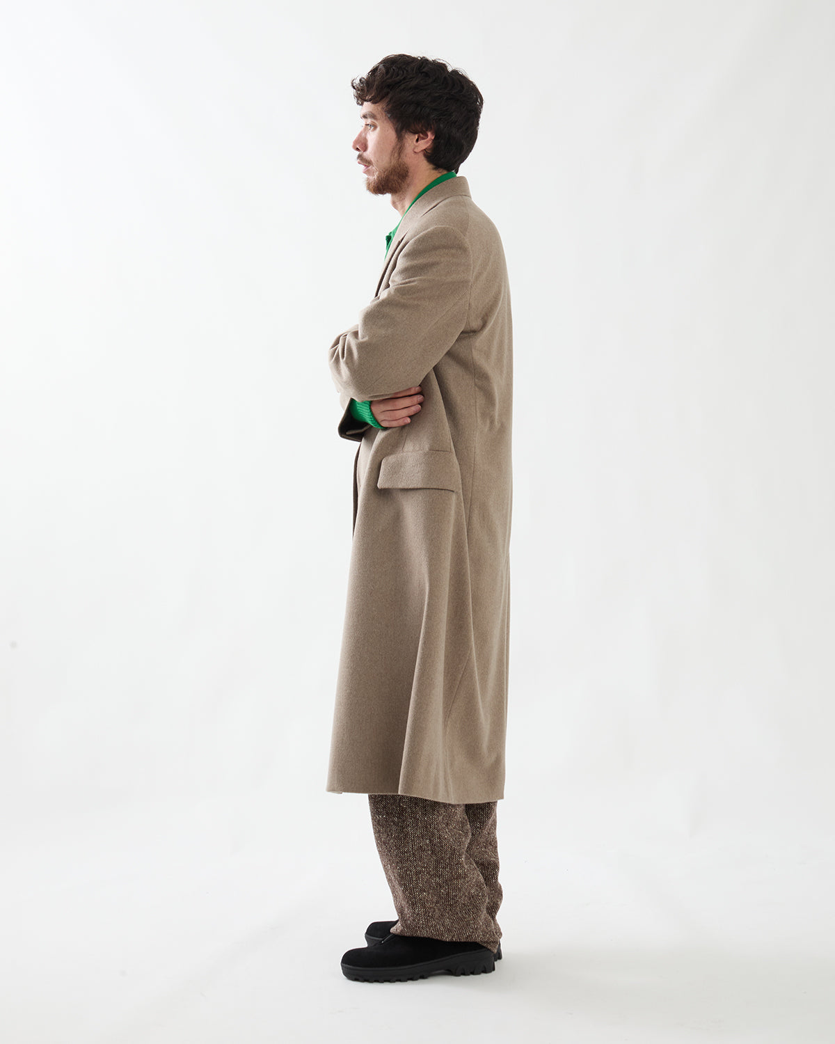 CASHMERE MOLESKIN DOUBLE-BREASTED COAT