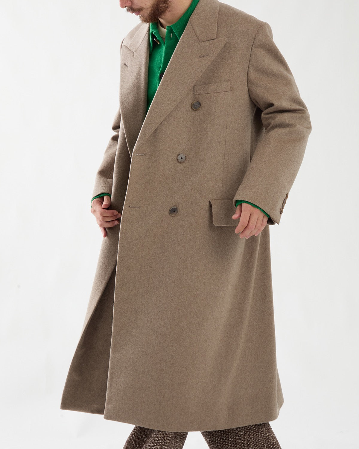 CASHMERE MOLESKIN DOUBLE-BREASTED COAT