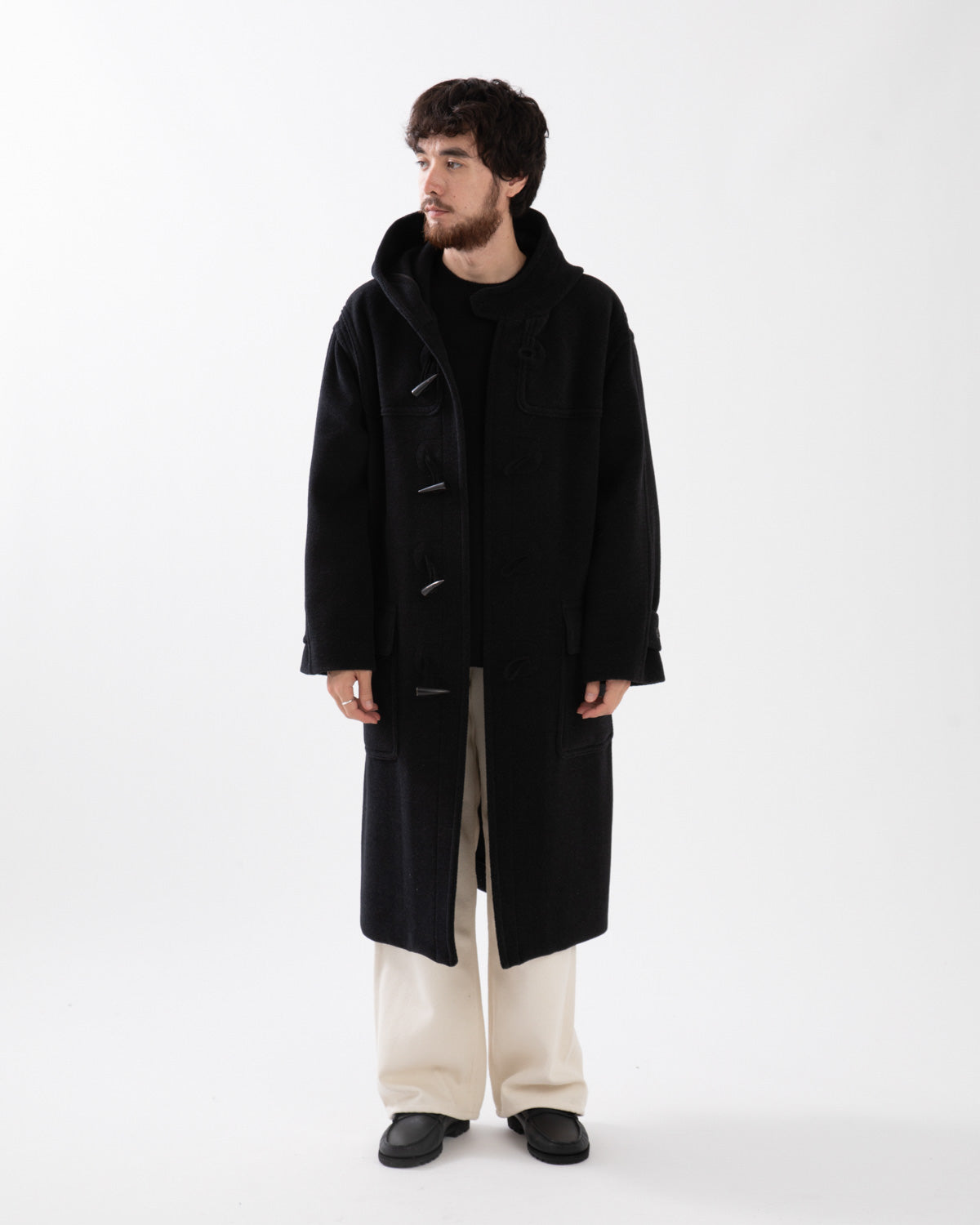 WOOL HERRINGBONE DUFFLE COAT