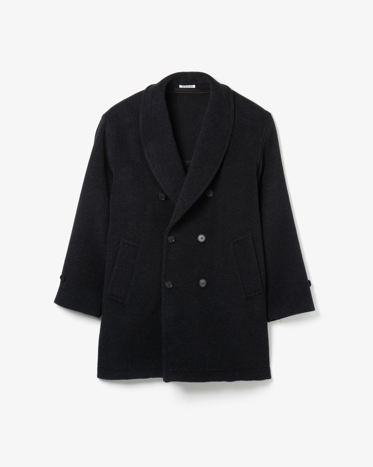 WOOL HERRINGBONE SHAWL COLLAR COAT