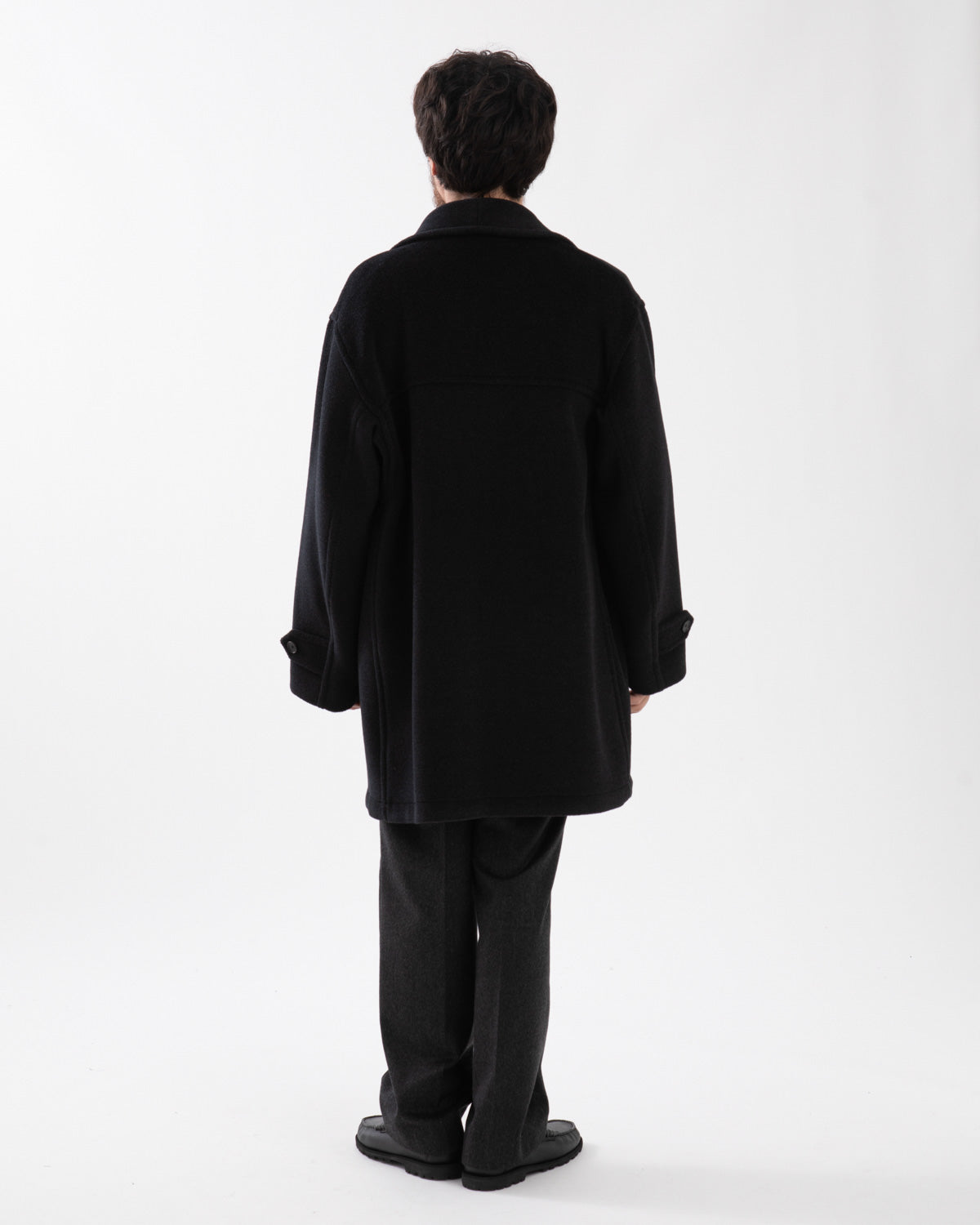 WOOL HERRINGBONE SHAWL COLLAR COAT