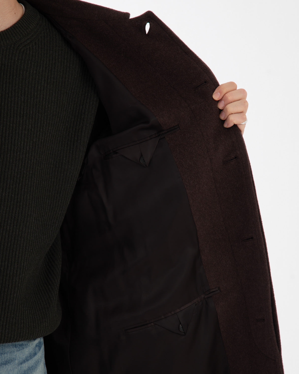 SUPER FINE WOOL MOSSER SOUTIEN COLLAR COAT