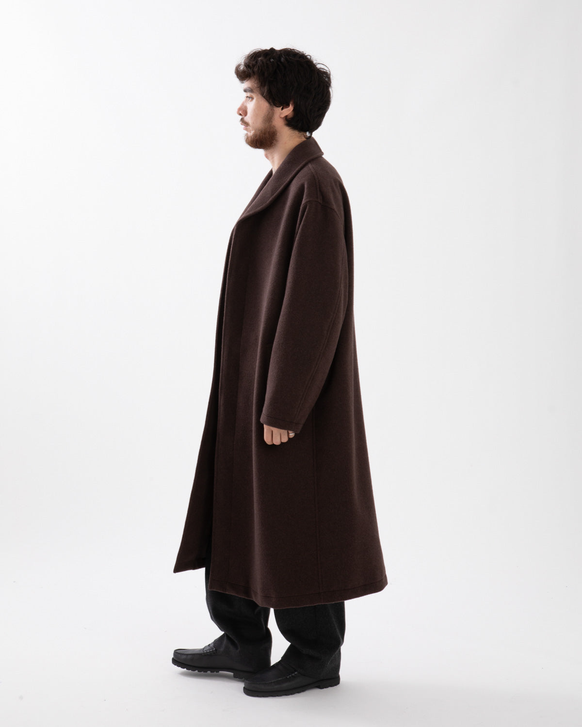 SUPER FINE WOOL MOSSER SHAWL COLLAR COAT
