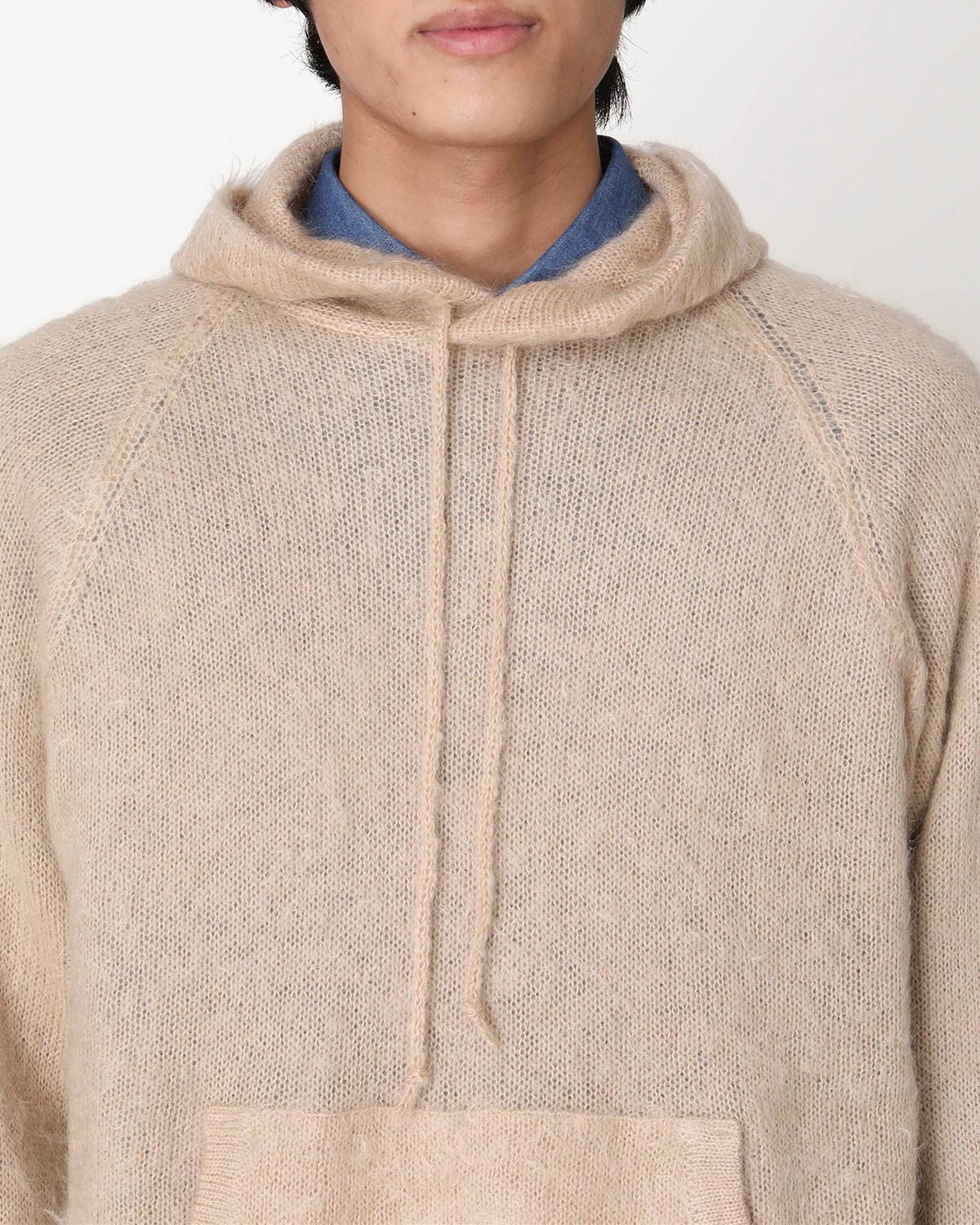 BRUSHED SUPER KID MOHAIR KNIT P/O PARKA