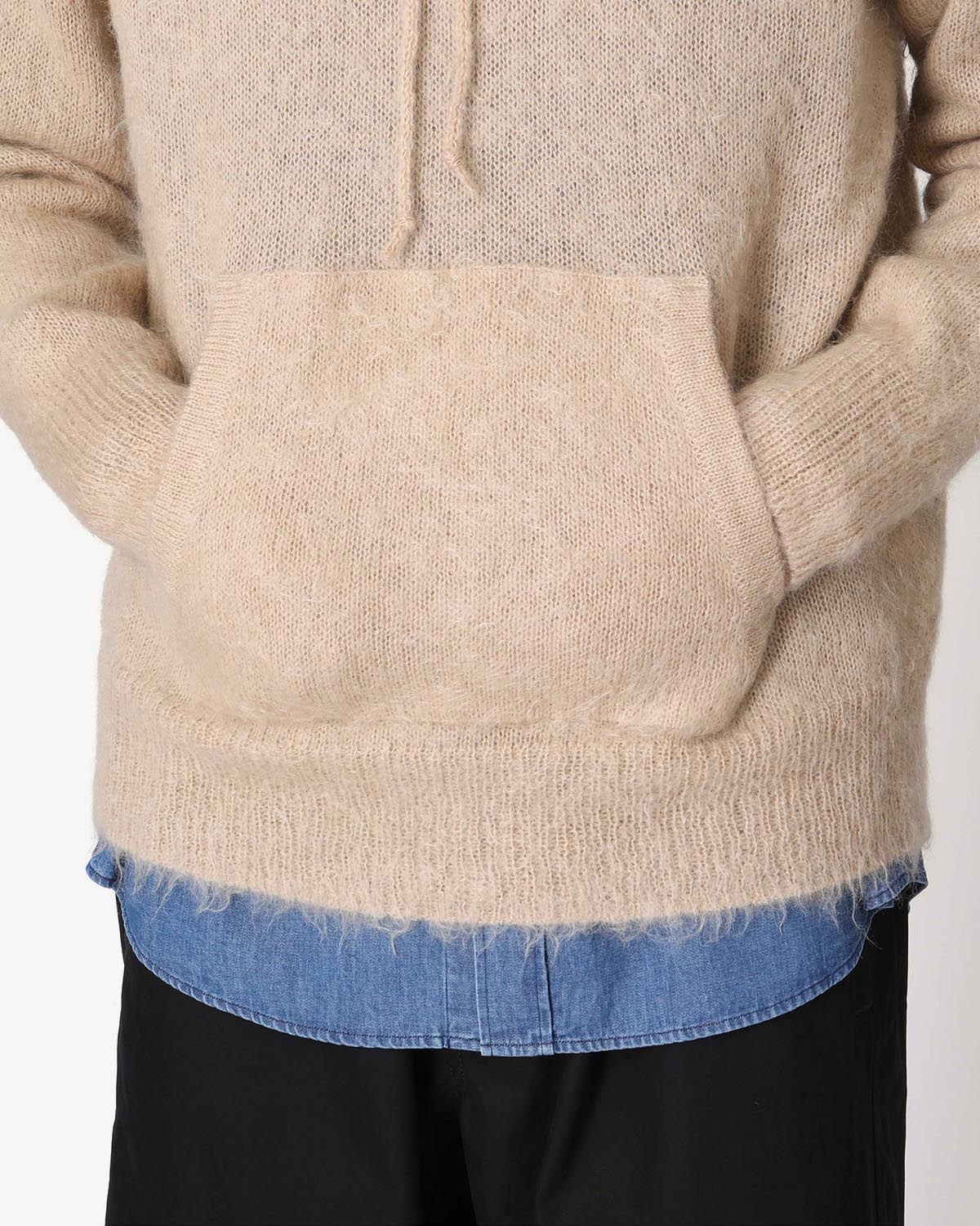 BRUSHED SUPER KID MOHAIR KNIT P/O PARKA