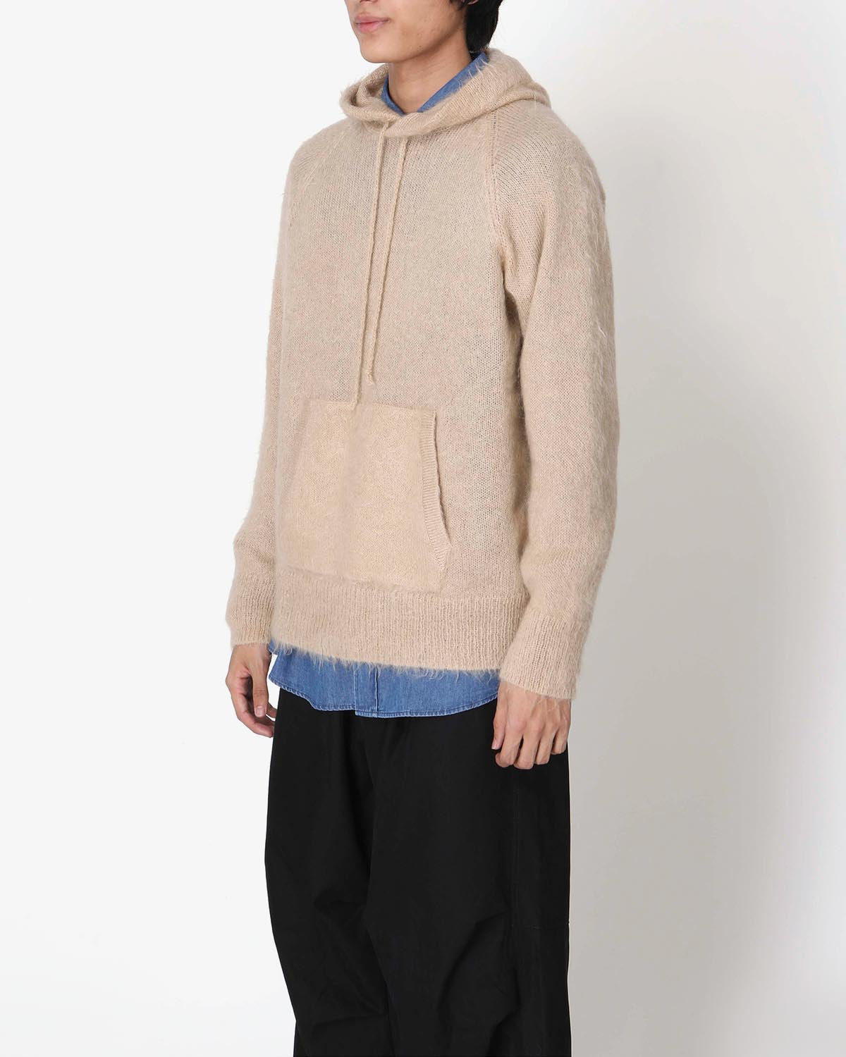 BRUSHED SUPER KID MOHAIR KNIT P/O PARKA