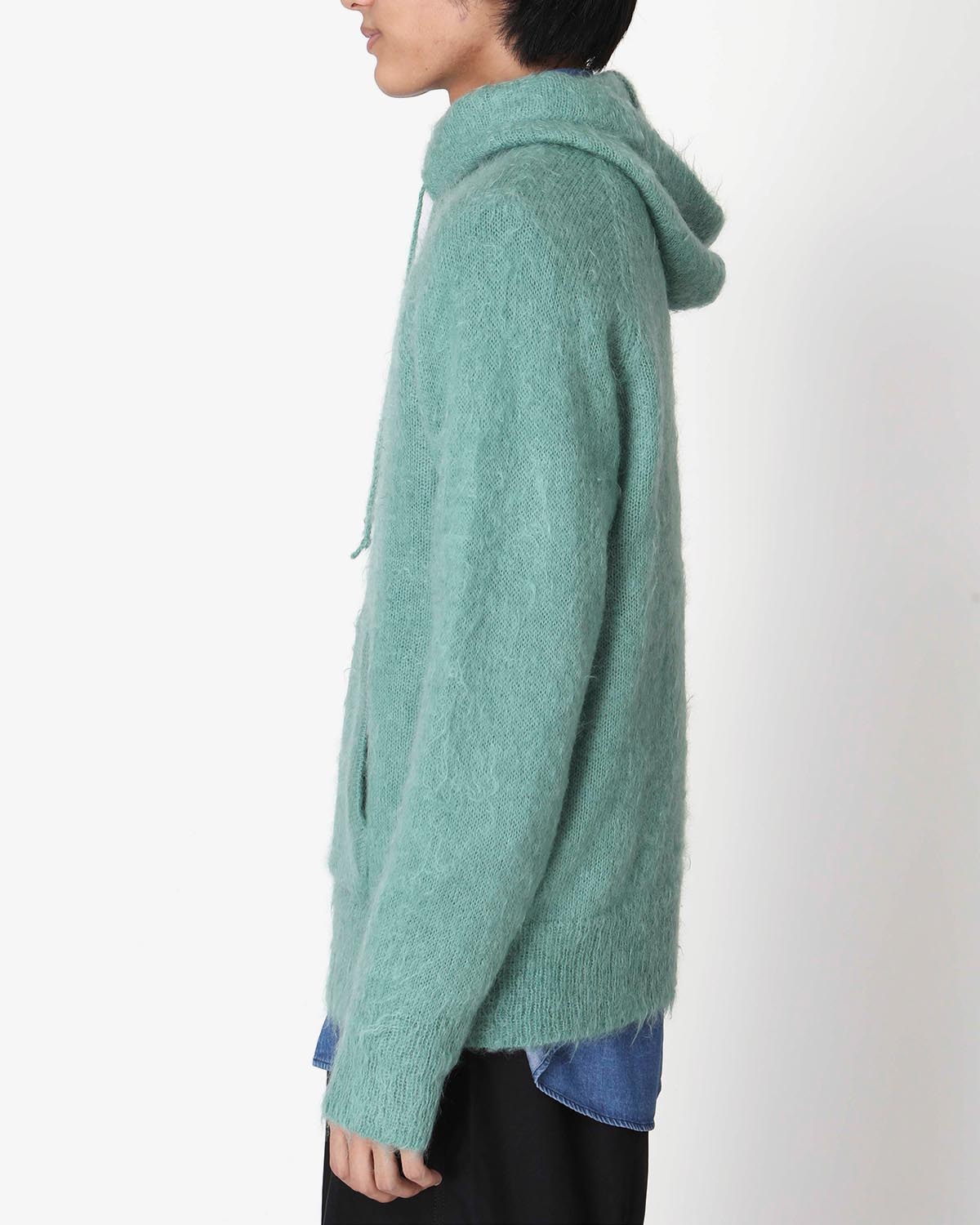 BRUSHED SUPER KID MOHAIR KNIT P/O PARKA