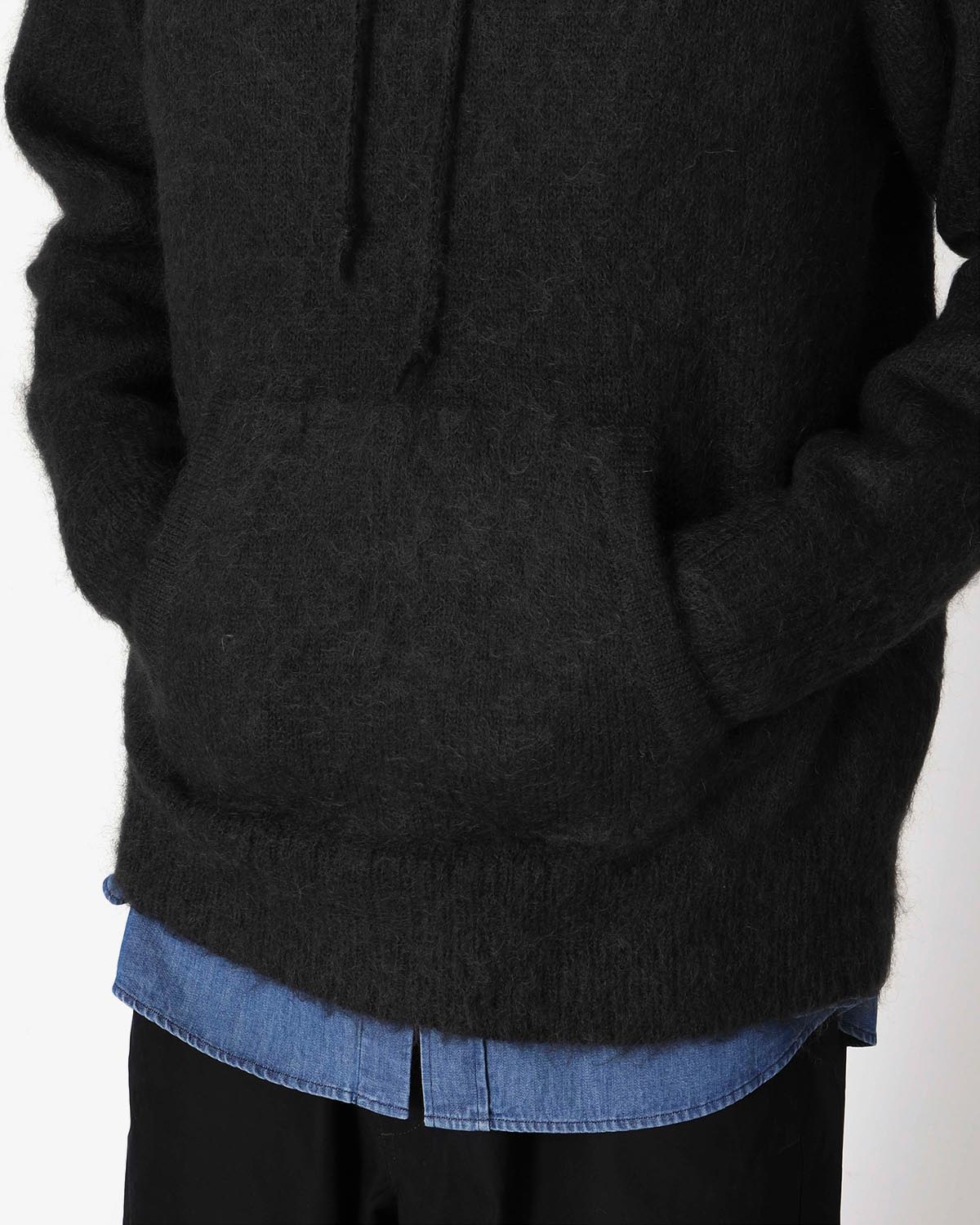 BRUSHED SUPER KID MOHAIR KNIT P/O PARKA