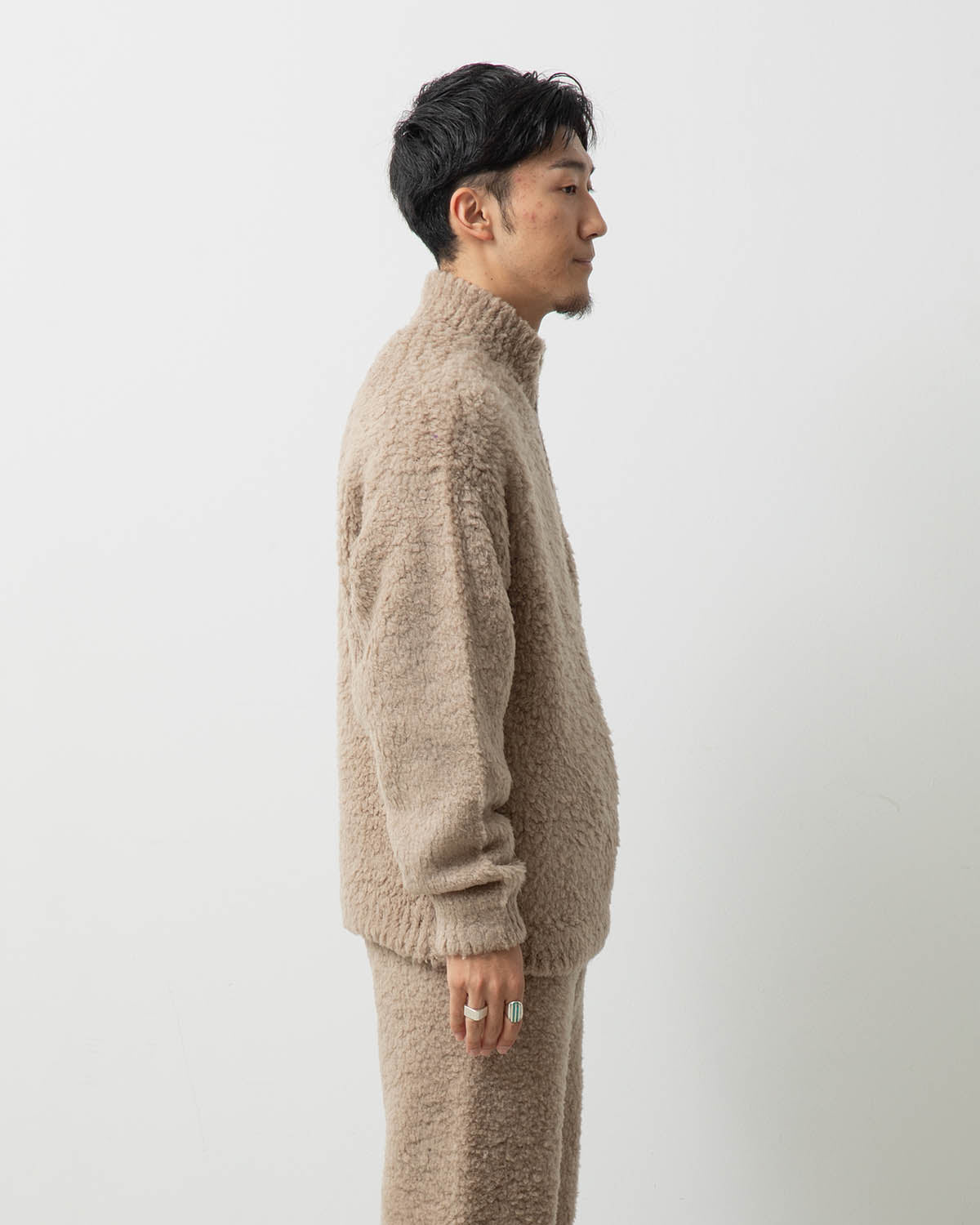 MERINO WOOL BOA KNIT HALF ZIP P/O