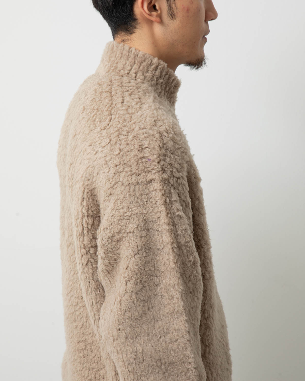 MERINO WOOL BOA KNIT HALF ZIP P/O