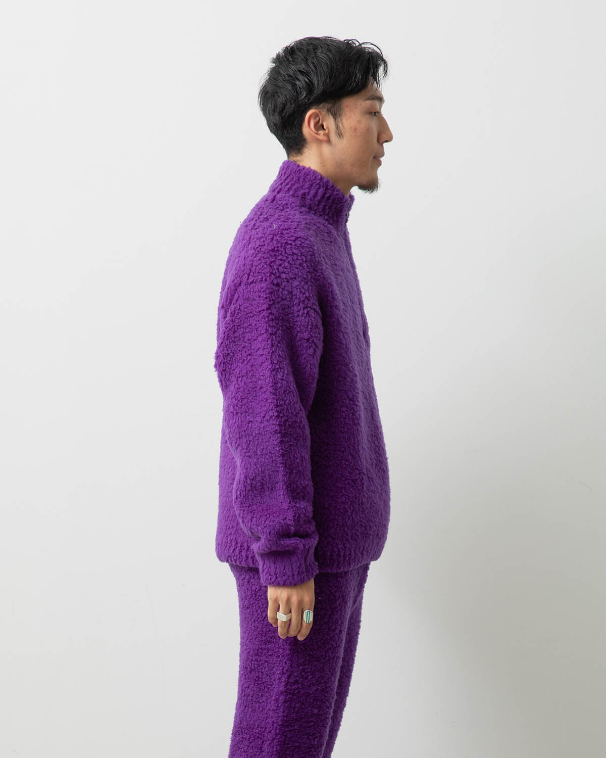 MERINO WOOL BOA KNIT HALF ZIP P/O