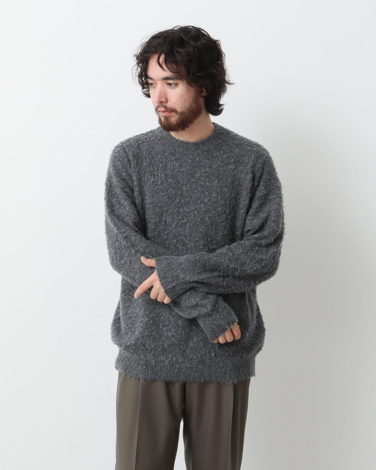 BRUSHED WOOL CASHMERE SILK KNIT P/O