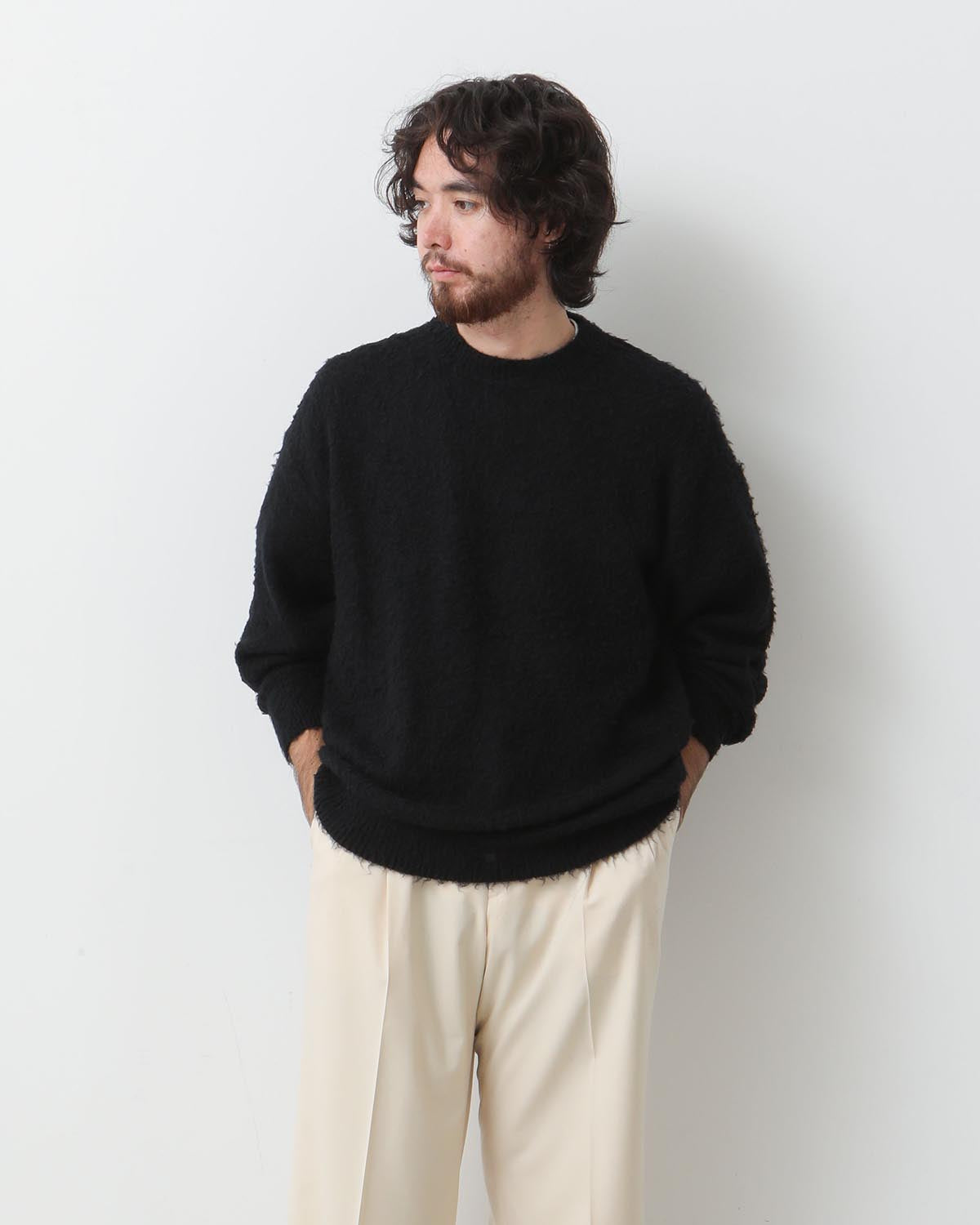 BRUSHED WOOL CASHMERE SILK KNIT P/O