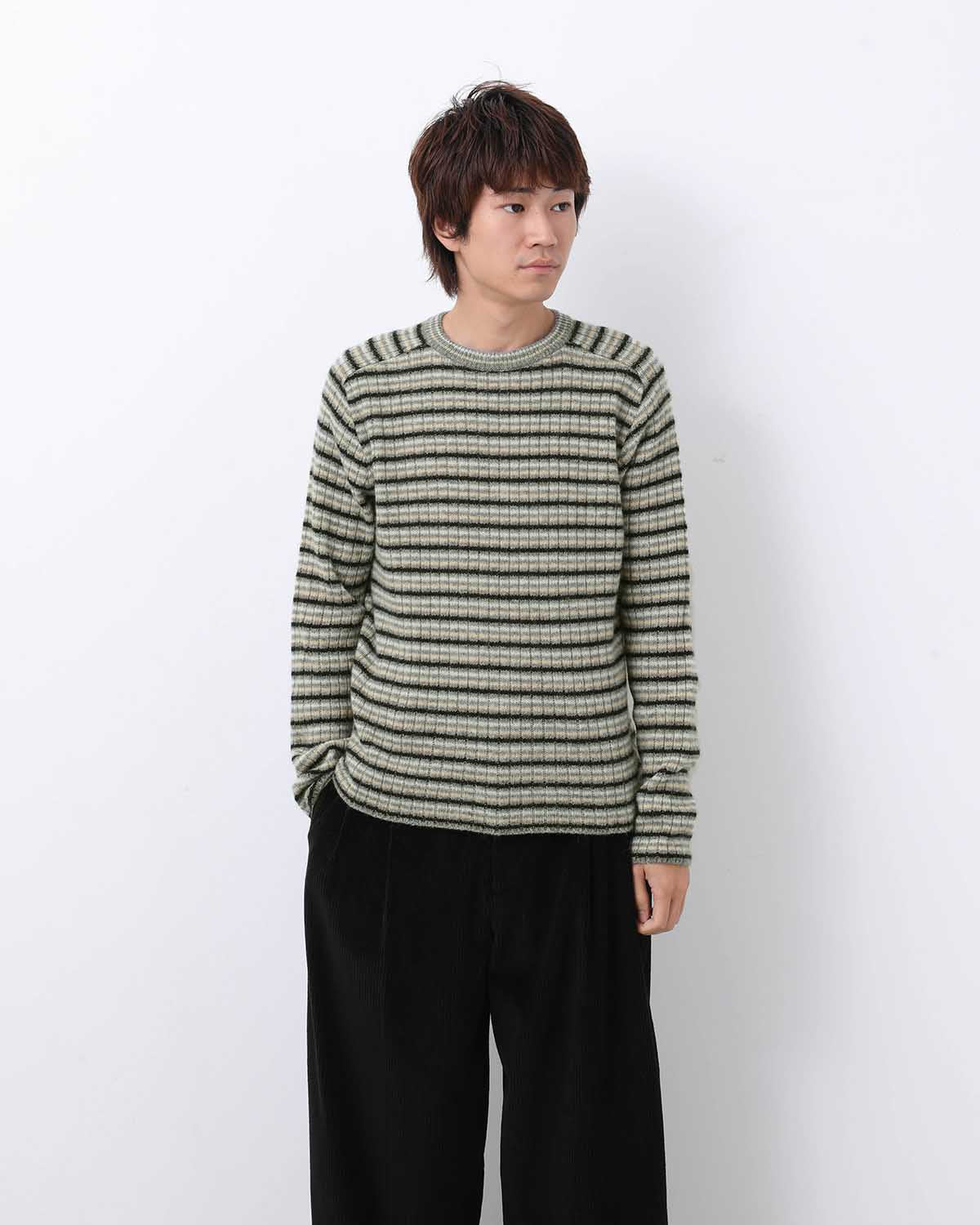 SHETLAND WOOL CASHMERE RIB KNIT P/O
