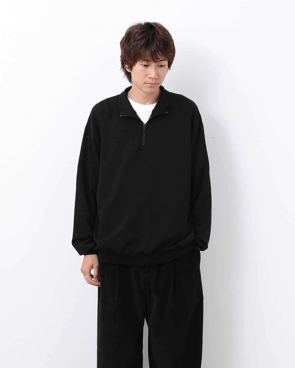 LIGHT WOOL SWEAT HALF ZIP P/O