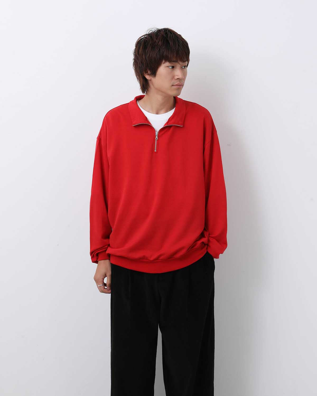 LIGHT WOOL SWEAT HALF ZIP P/O