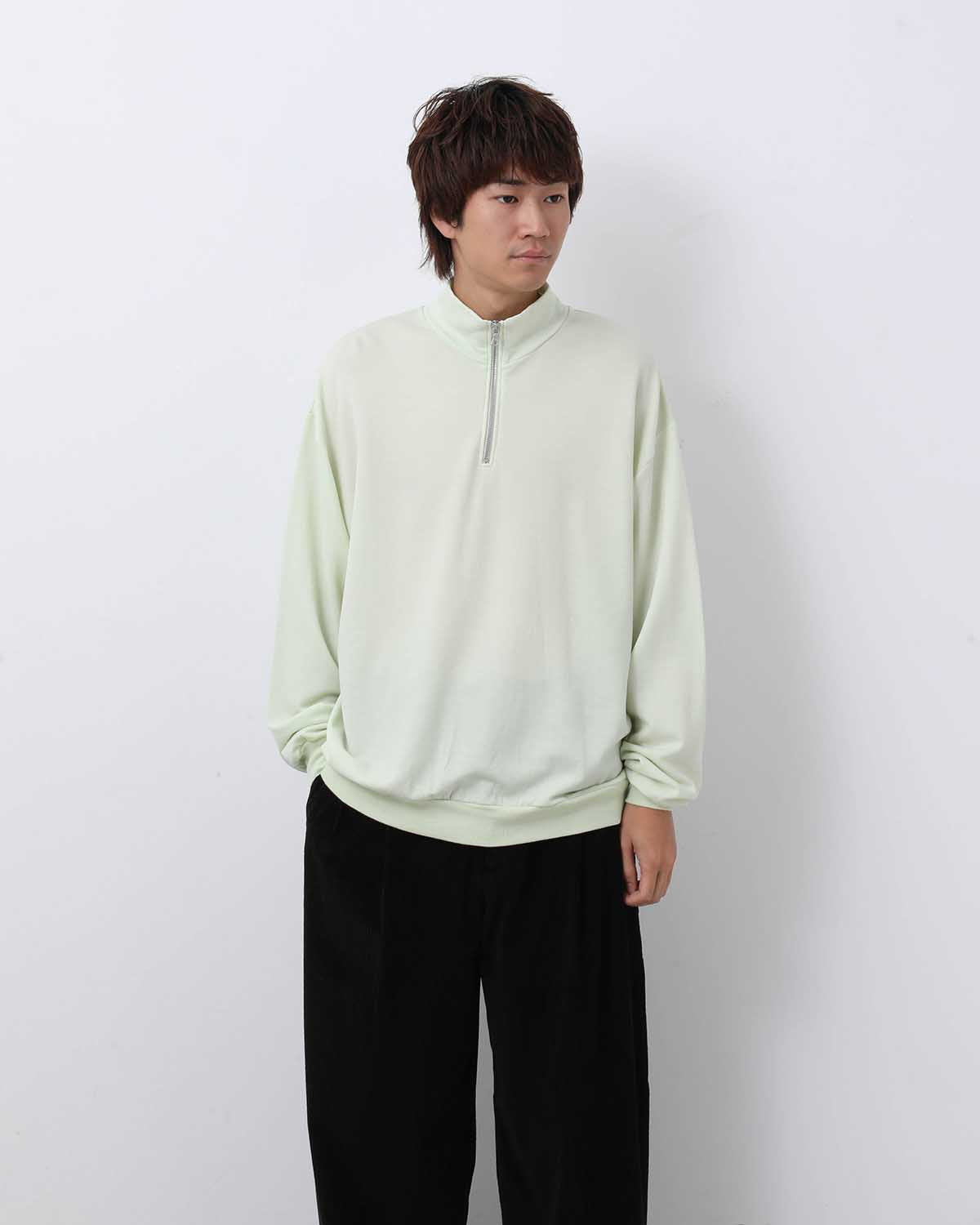 LIGHT WOOL SWEAT HALF ZIP P/O