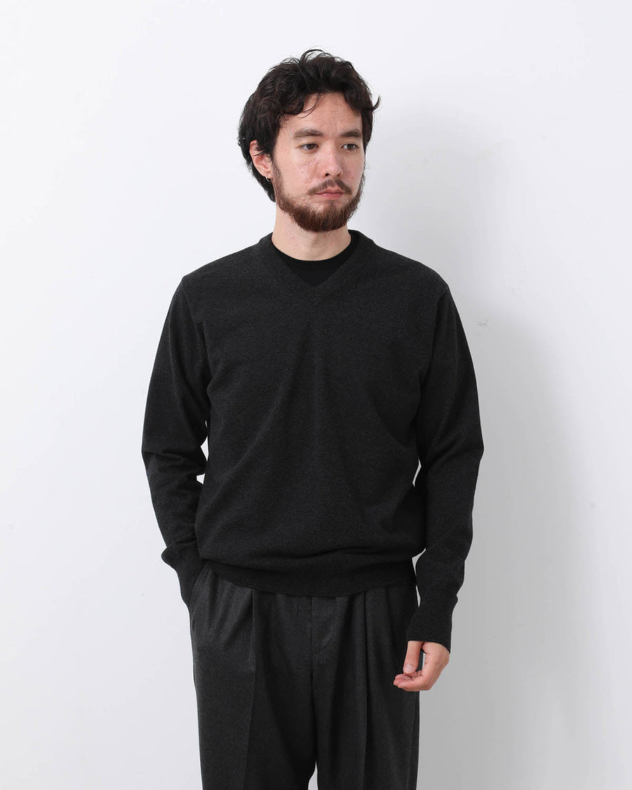 トップス AURALEE HIGH TWIST WOOL KNIT V-NECK P/O AURALEE【オーラリー】High twist wool knit v-neck p/o 