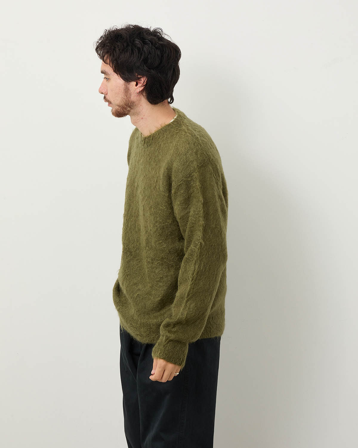 BRUSHED SUPER KID MOHAIR KNIT P/O