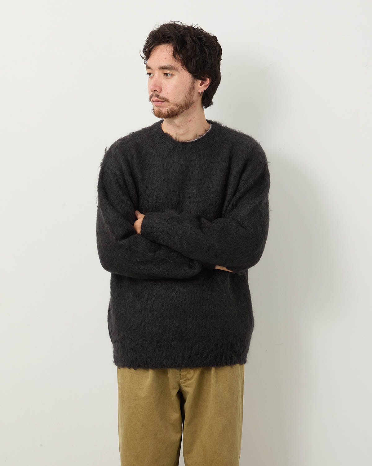 BRUSHED SUPER KID MOHAIR KNIT P/O