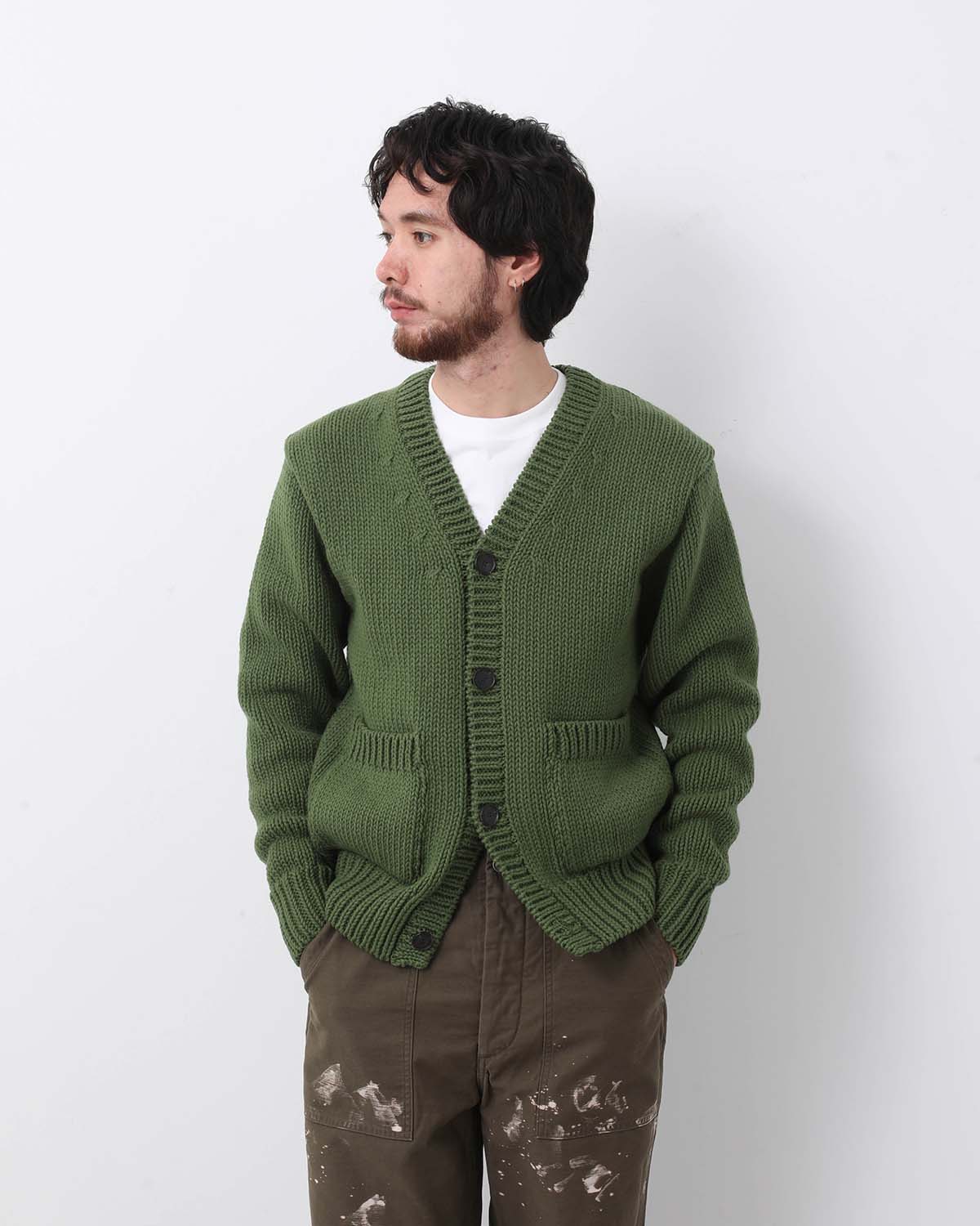WOOL CASHMERE FELTED KNIT CARDIGAN