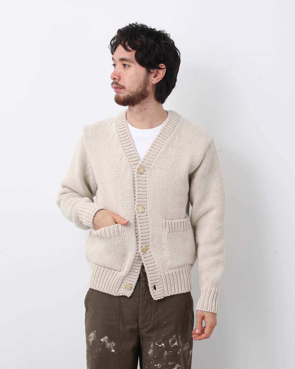 WOOL CASHMERE FELTED KNIT CARDIGAN