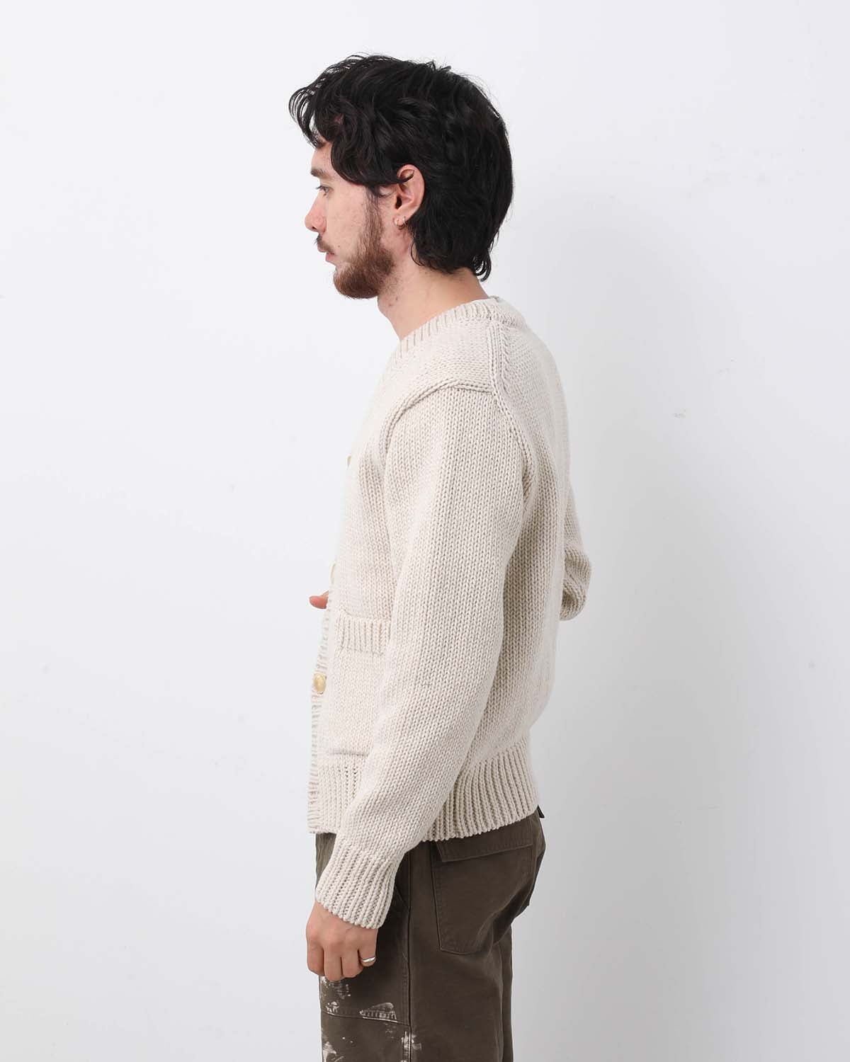WOOL CASHMERE FELTED KNIT CARDIGAN