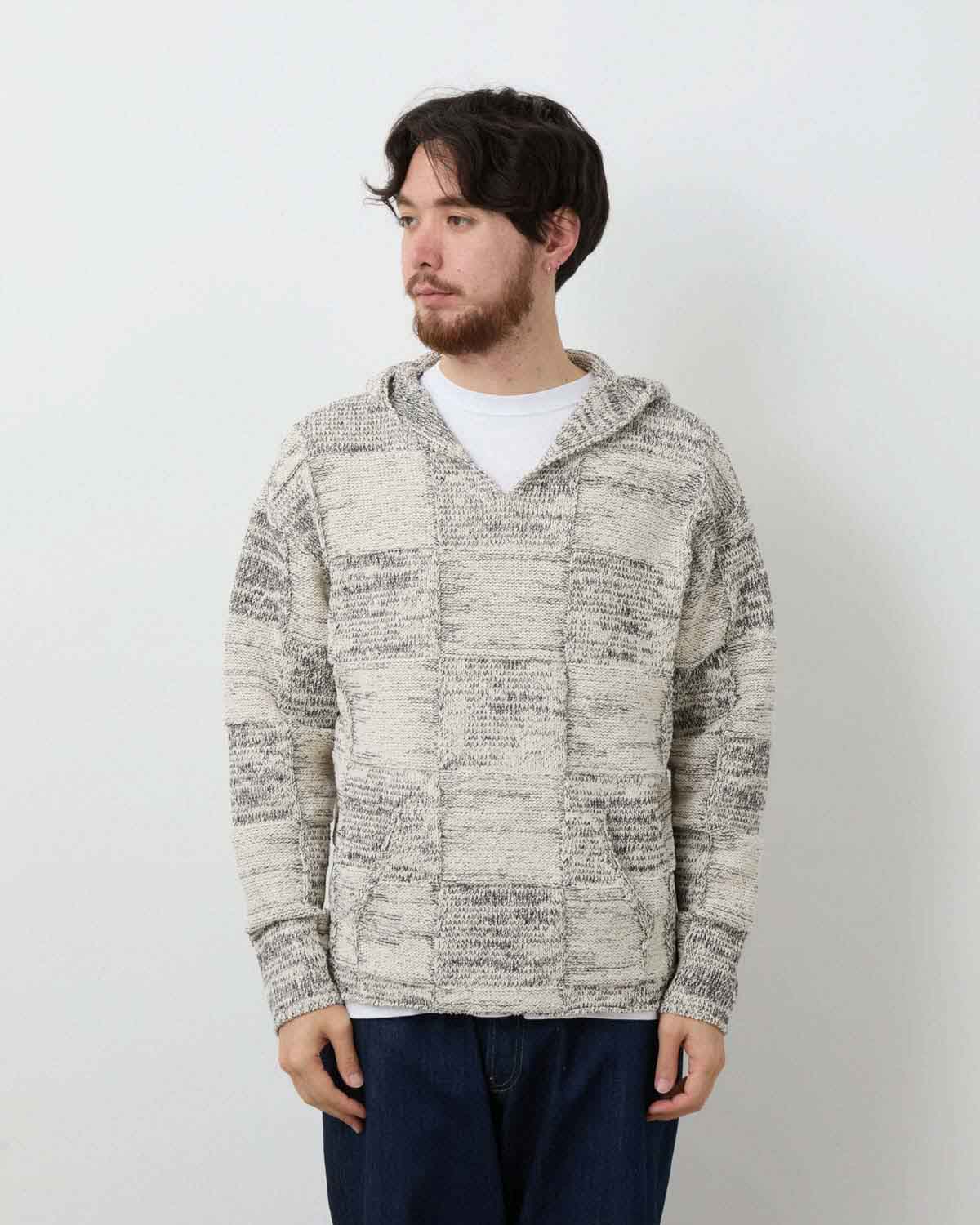 STRUCTURED COTTON LINEN PANEL KNIT P/O PARKA