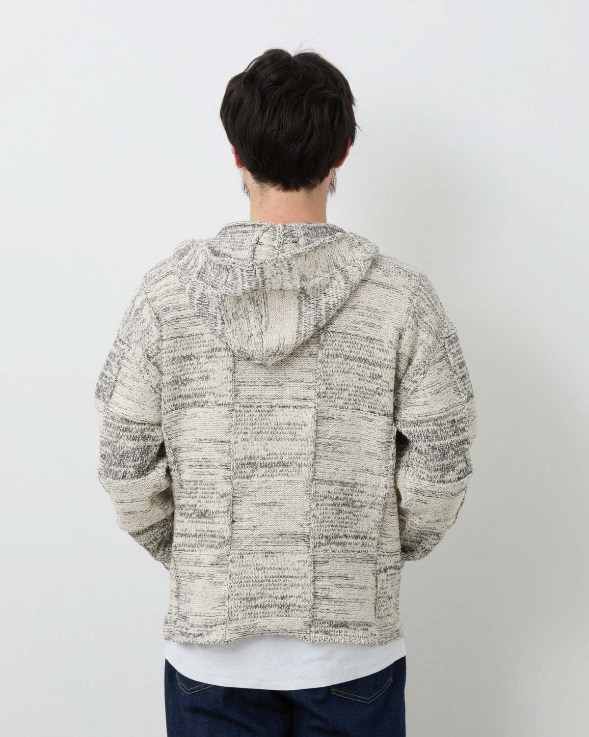 STRUCTURED COTTON LINEN PANEL KNIT P/O PARKA