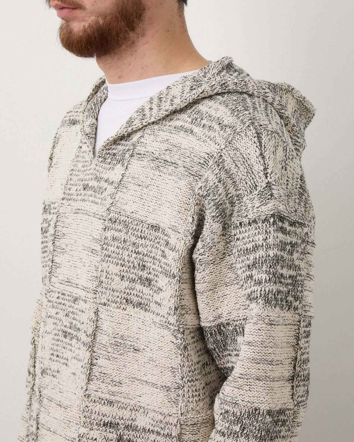 STRUCTURED COTTON LINEN PANEL KNIT P/O PARKA
