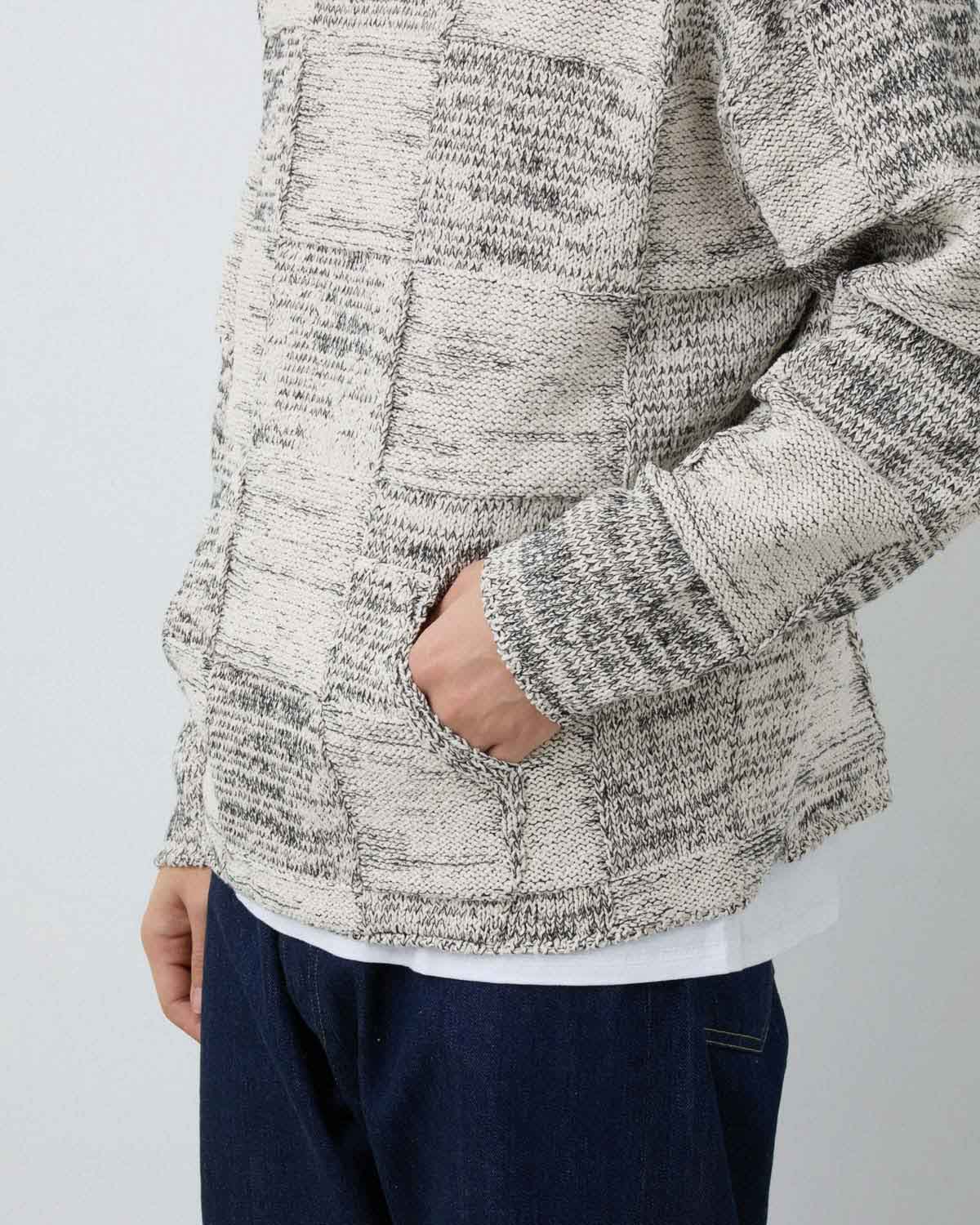 STRUCTURED COTTON LINEN PANEL KNIT P/O PARKA