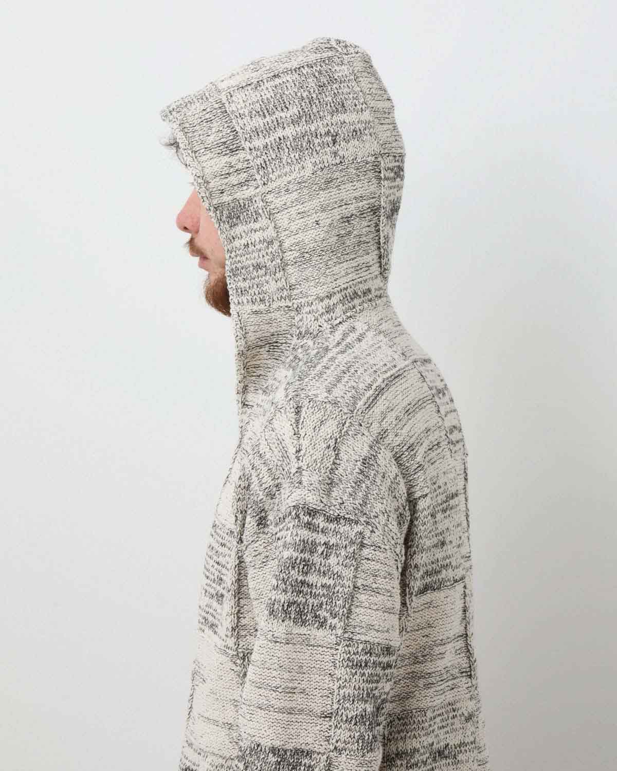 STRUCTURED COTTON LINEN PANEL KNIT P/O PARKA